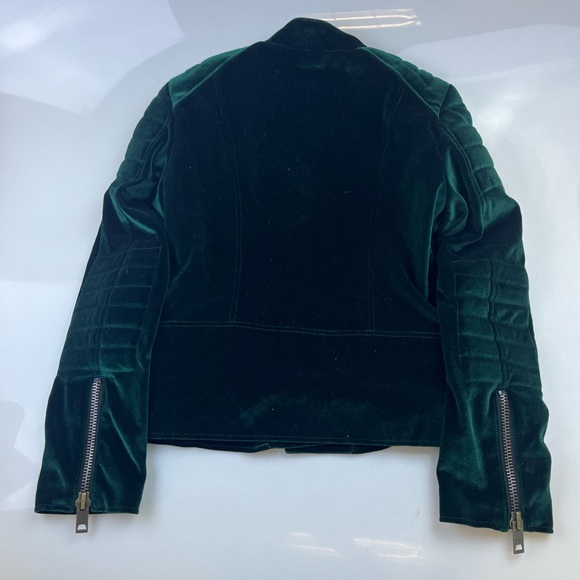 LXLS Dark Green Velvet Moto Jacket N272-28 - Picture 4 of 8
